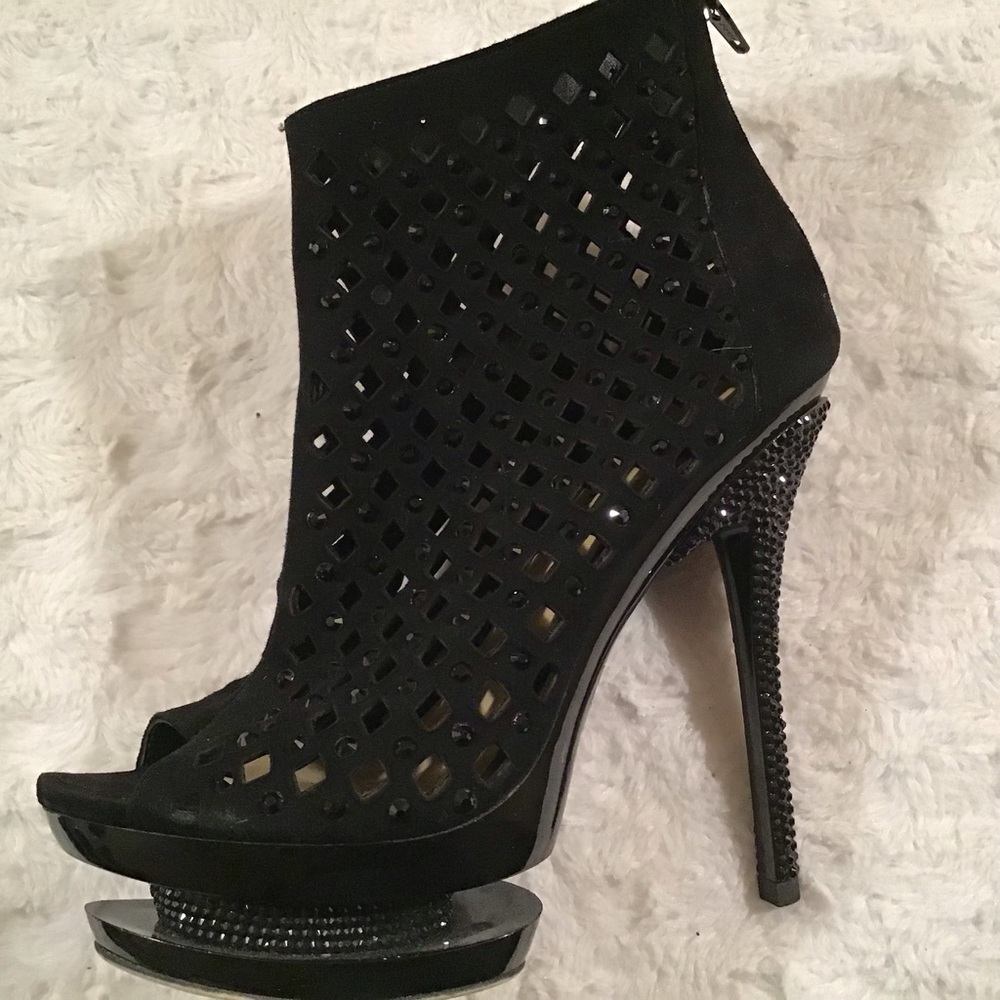 Pleaser Black Platform Ankle Boots